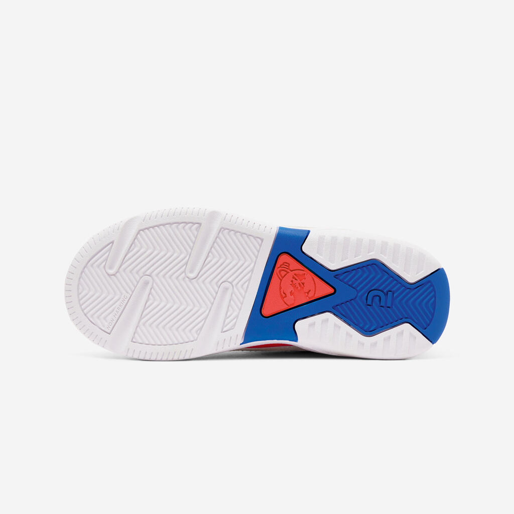 Chaussures à scratch enfant blanche bleu rouge - playventure city