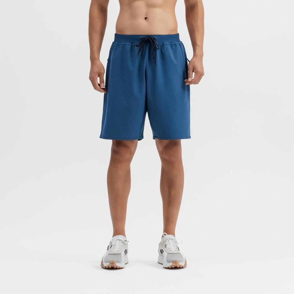 Men fitness shorts cardio training 500-bleu pétrole