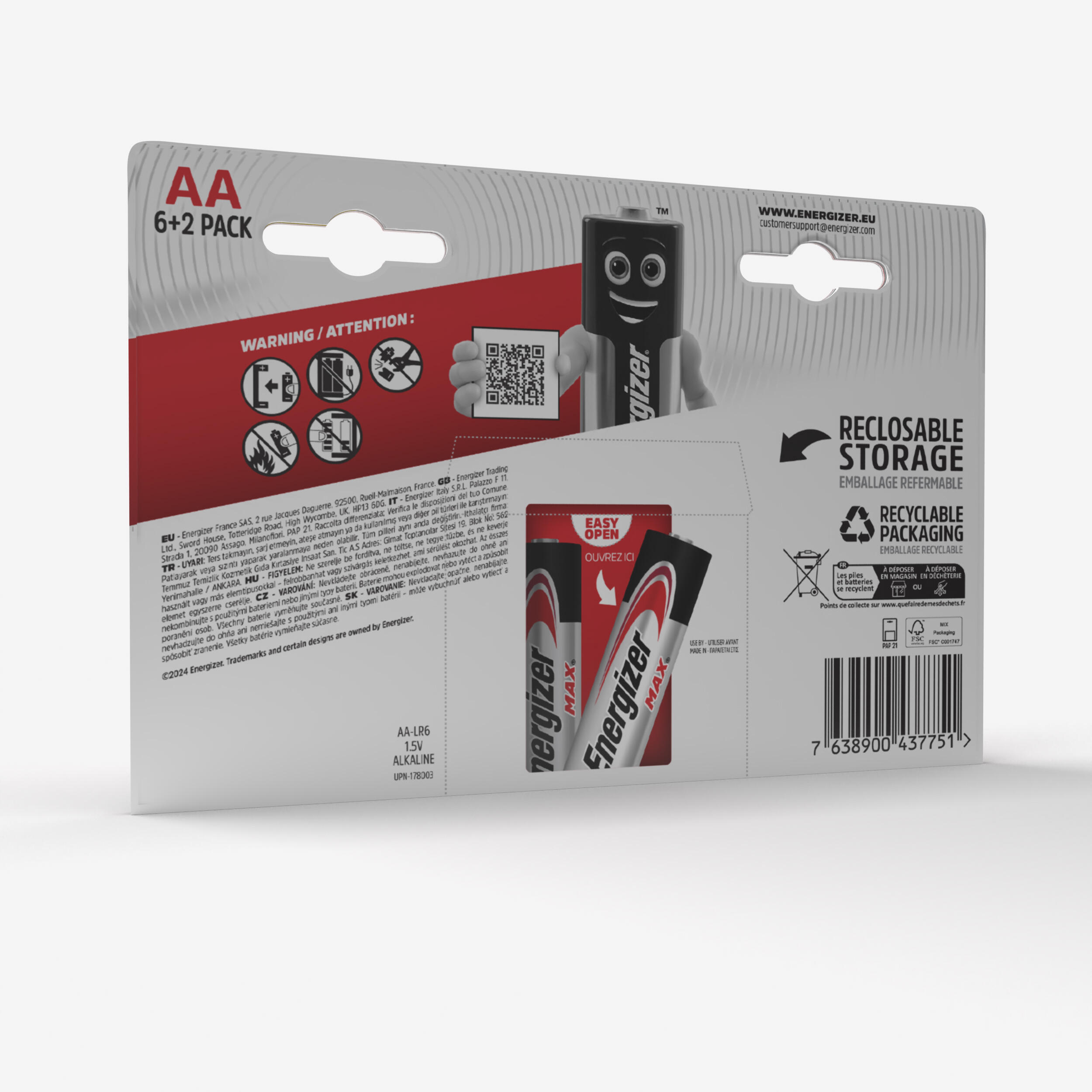 Piles alcalines aa/lr06 max, 6 + 2 offertes 2/4