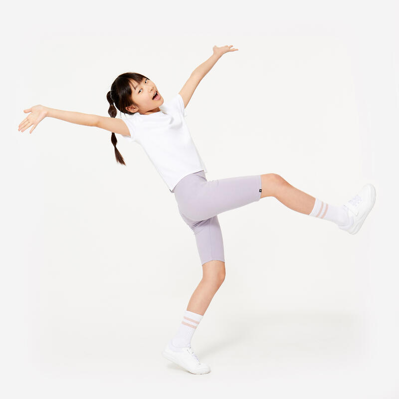 T-shirt bianca bambina ginnastica regular fit misto cotone