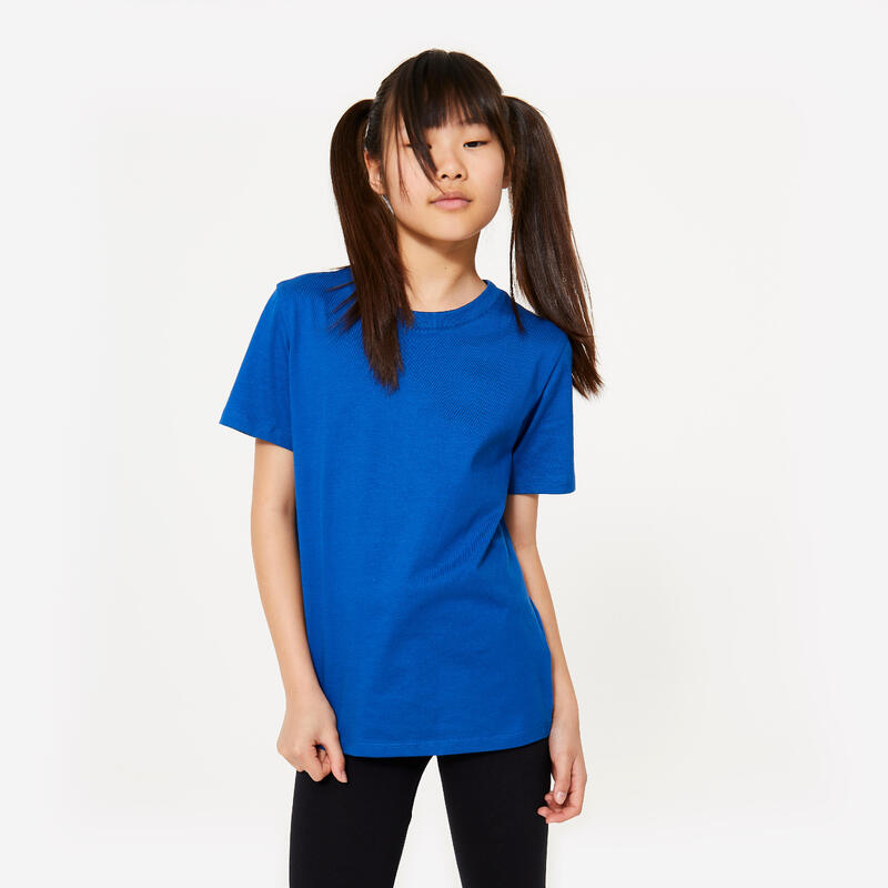T-shirt bambino ginnastica ESSENTIALS regular fit 100% cotone azzurra