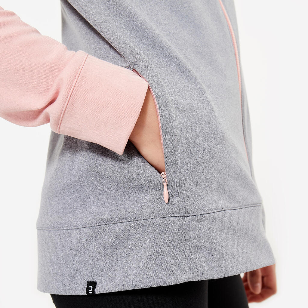 Mergaičių šiltas orui pralaidus sportinis džemperis „S500“, rožinis ir pilkas