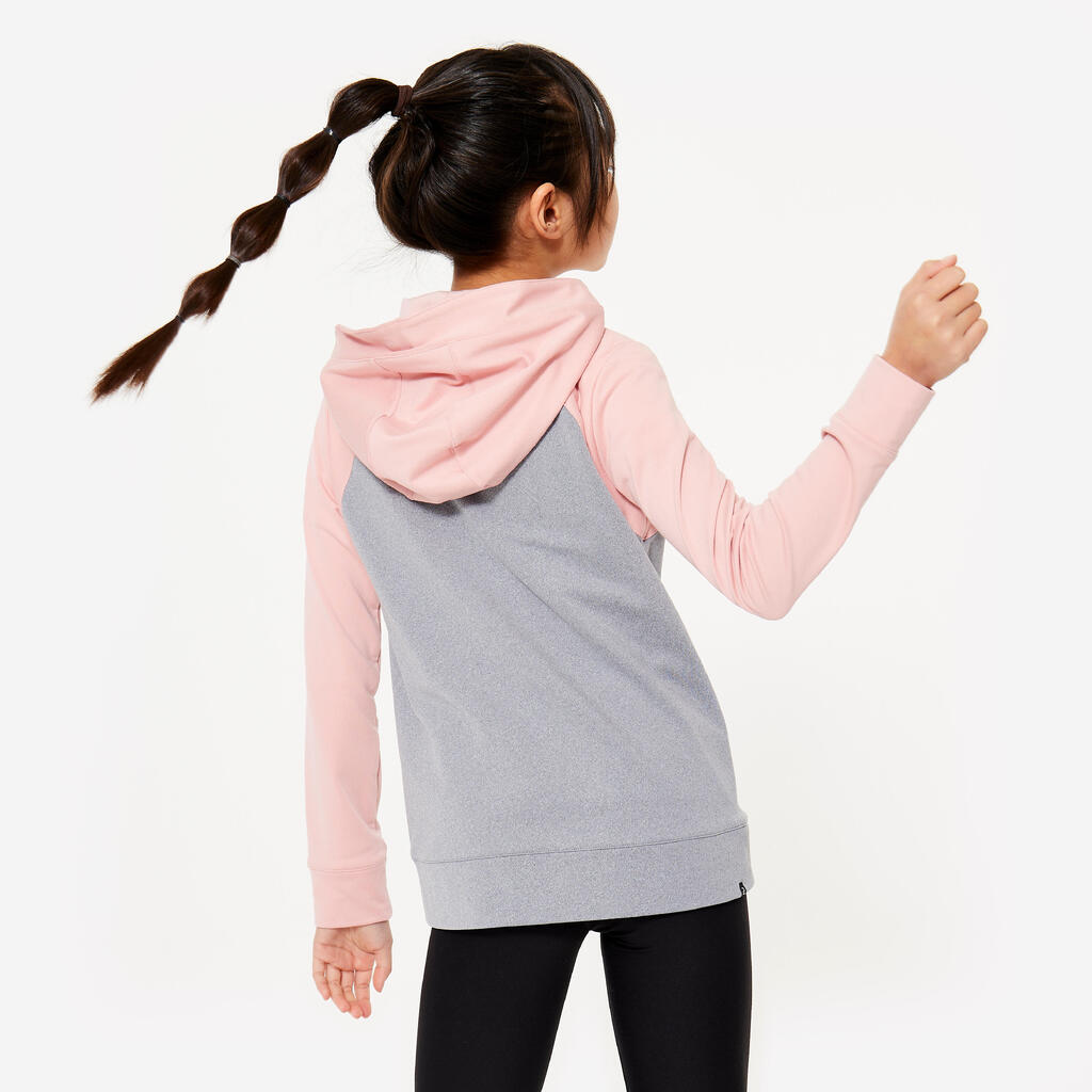 Girls' Warm Breathable Gym Jacket S500 - Pink/Grey