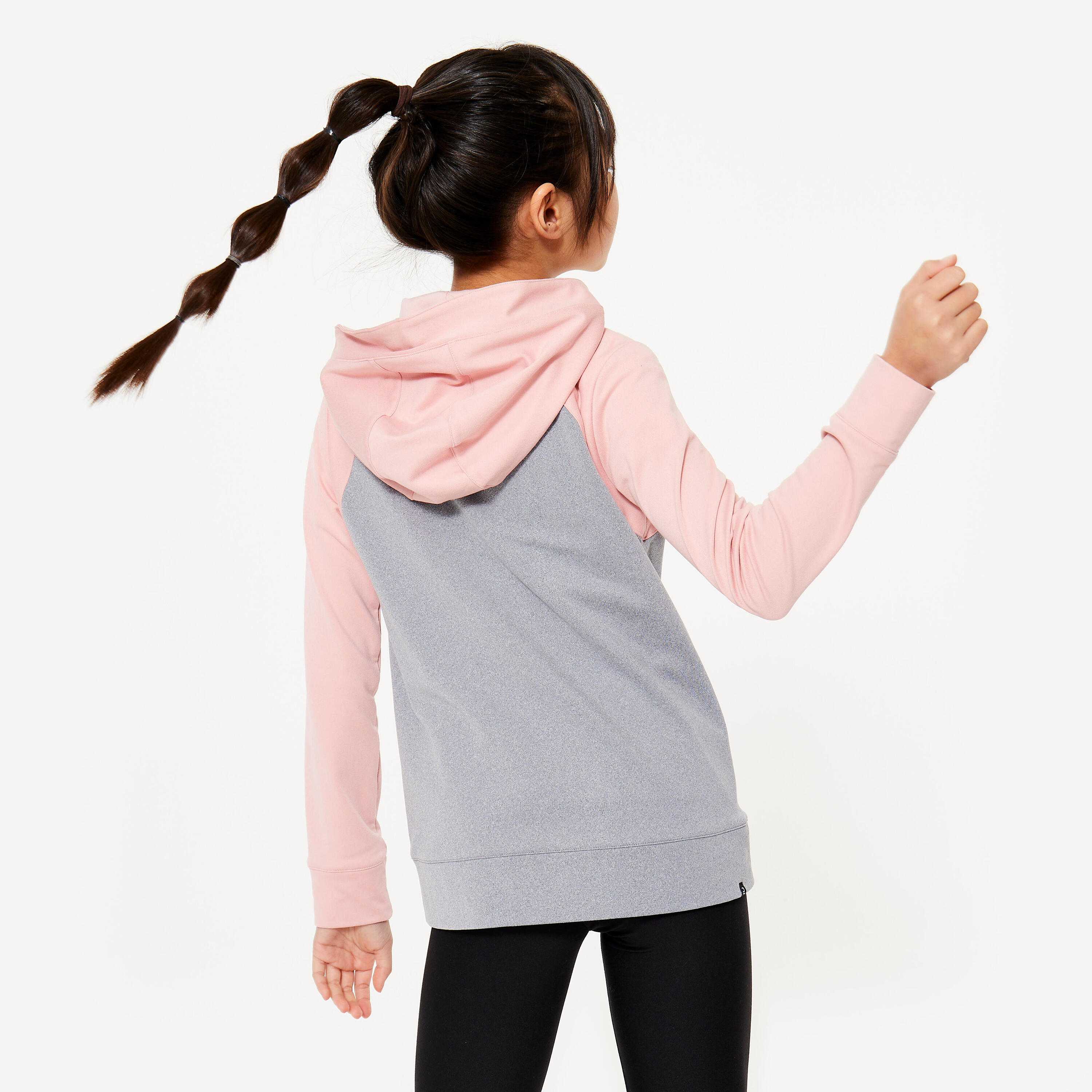 Casaco de Ginástica Quente e Respirável Menina S500 Rosa/Cinzento 4/6