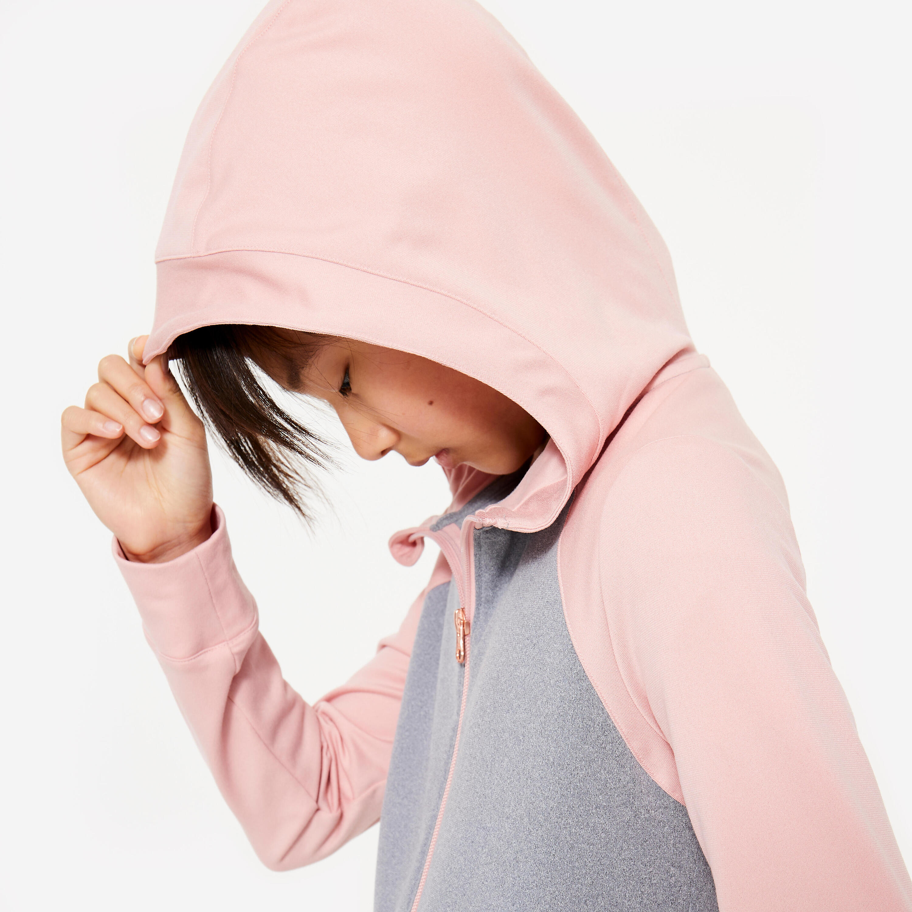Casaco de Ginástica Quente e Respirável Menina S500 Rosa/Cinzento 3/6