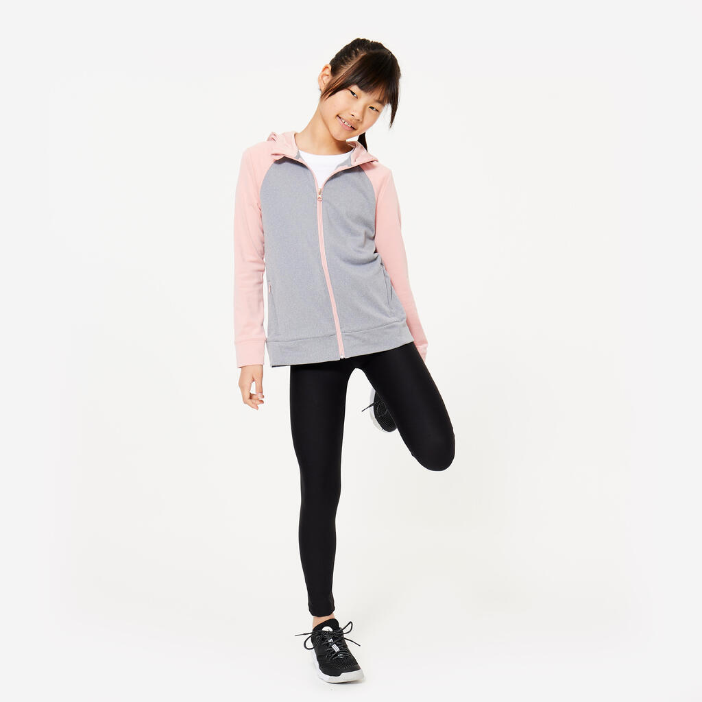 Girls' Warm Breathable Gym Jacket S500 - Pink/Grey