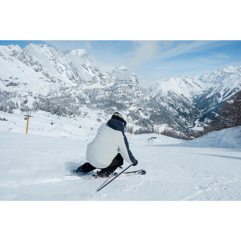 Veste de ski chaude et imperméable homme, 500 gris et bleu marine