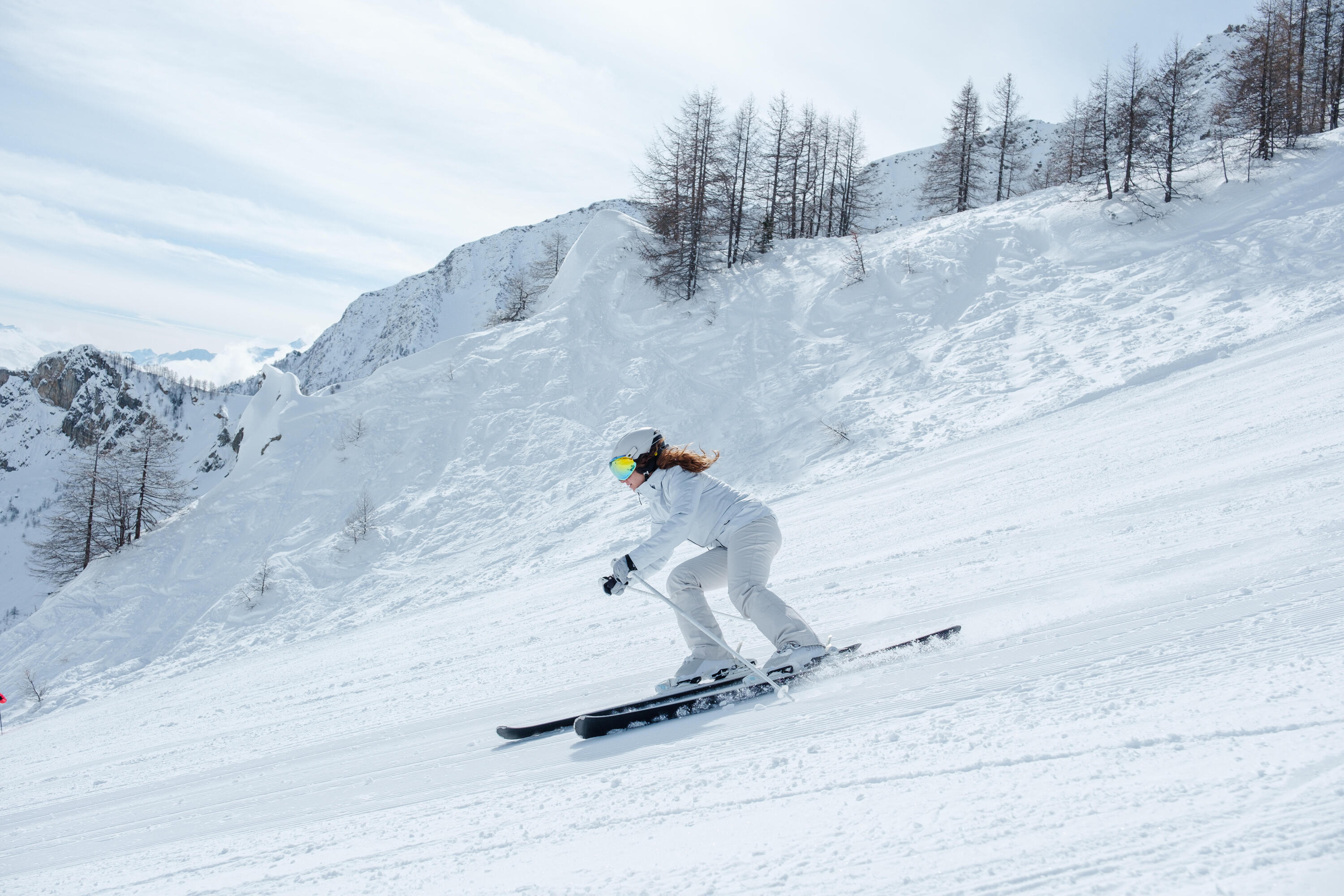 Pantalon de ski chaud et ajusté femme, 500 beige 10/11