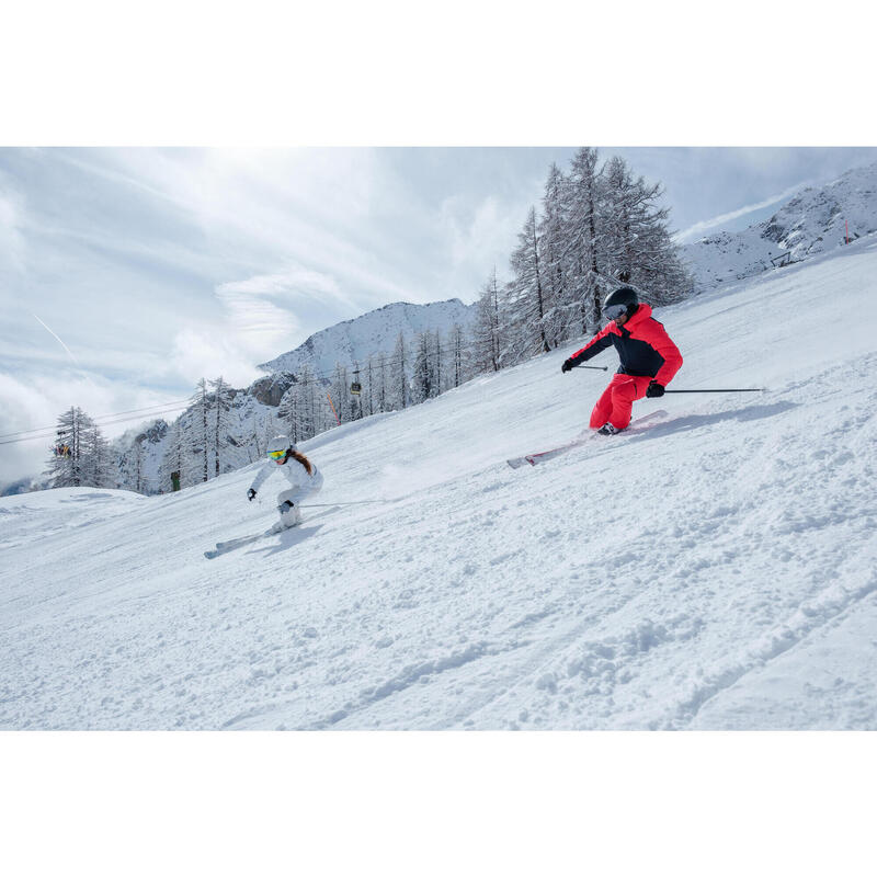 Veste de ski chaude et imperméable homme, 500 bleu marine et rouge