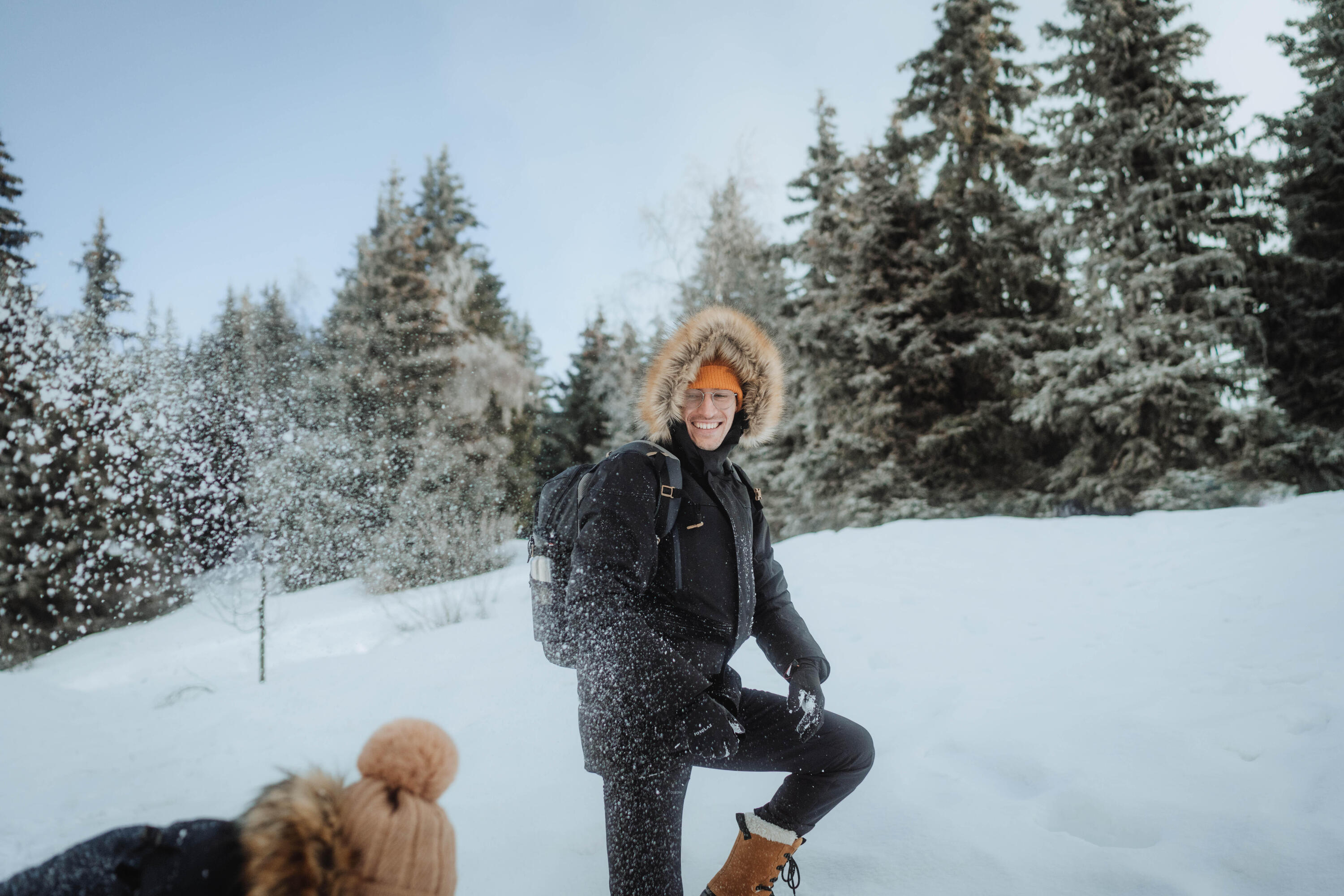 Wanderjacke Herren Parka bis -20 °C wasserdicht - NH900 schwarz 14/16