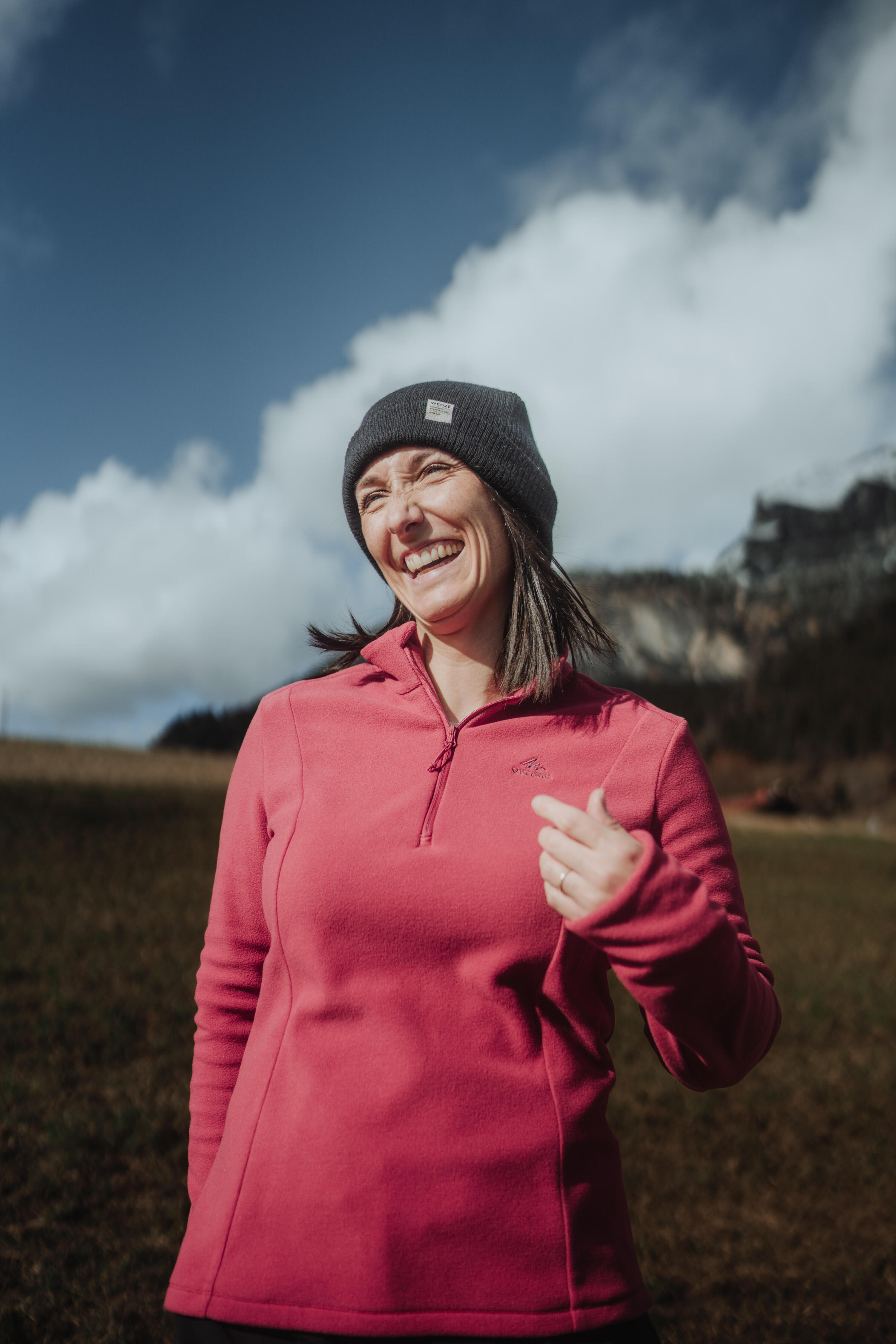Women’s Fleece Hiking Sweatshirt - MH 100 Red 8/8