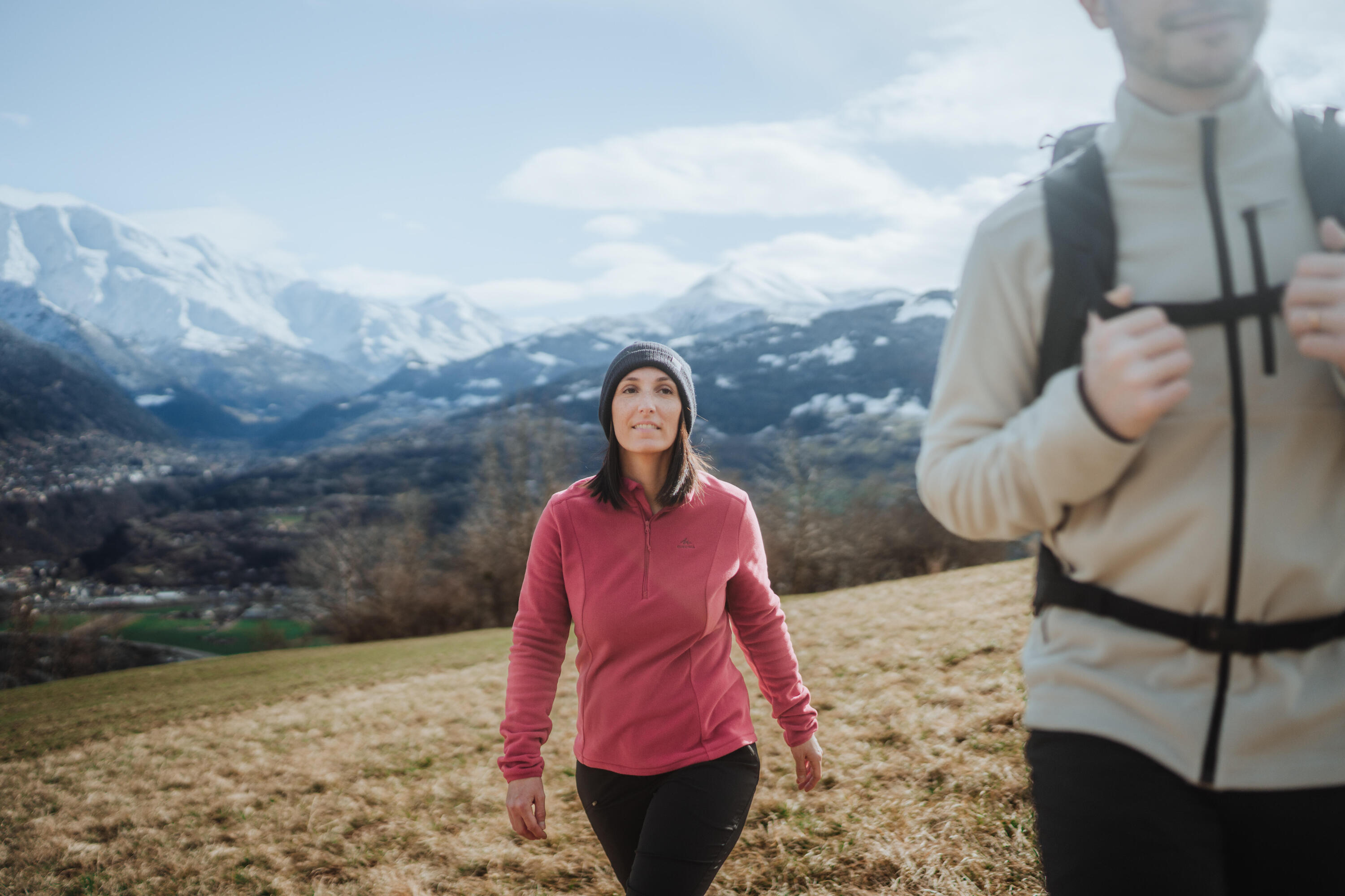 Women’s Fleece Hiking Sweatshirt - MH 100 Red 7/8