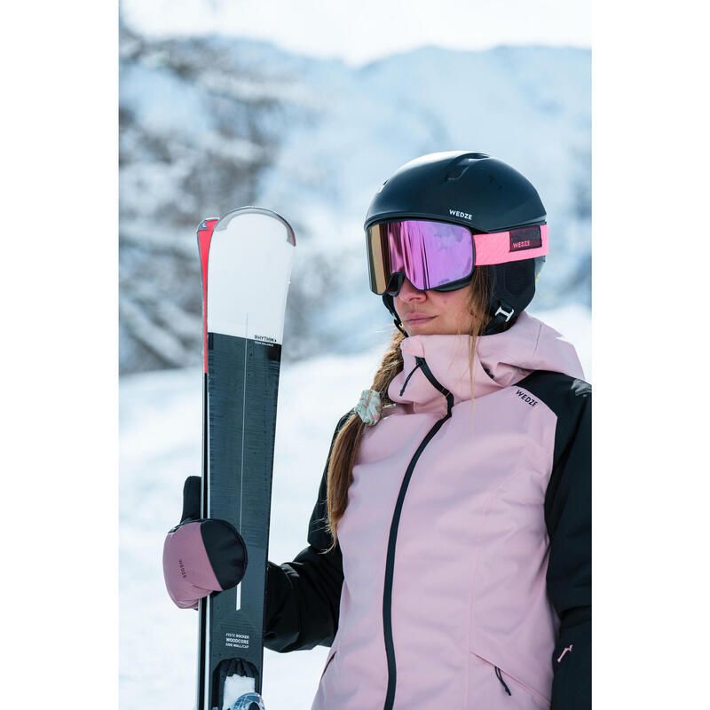 Kadın Kayak Montu - Pembe/Siyah - 500