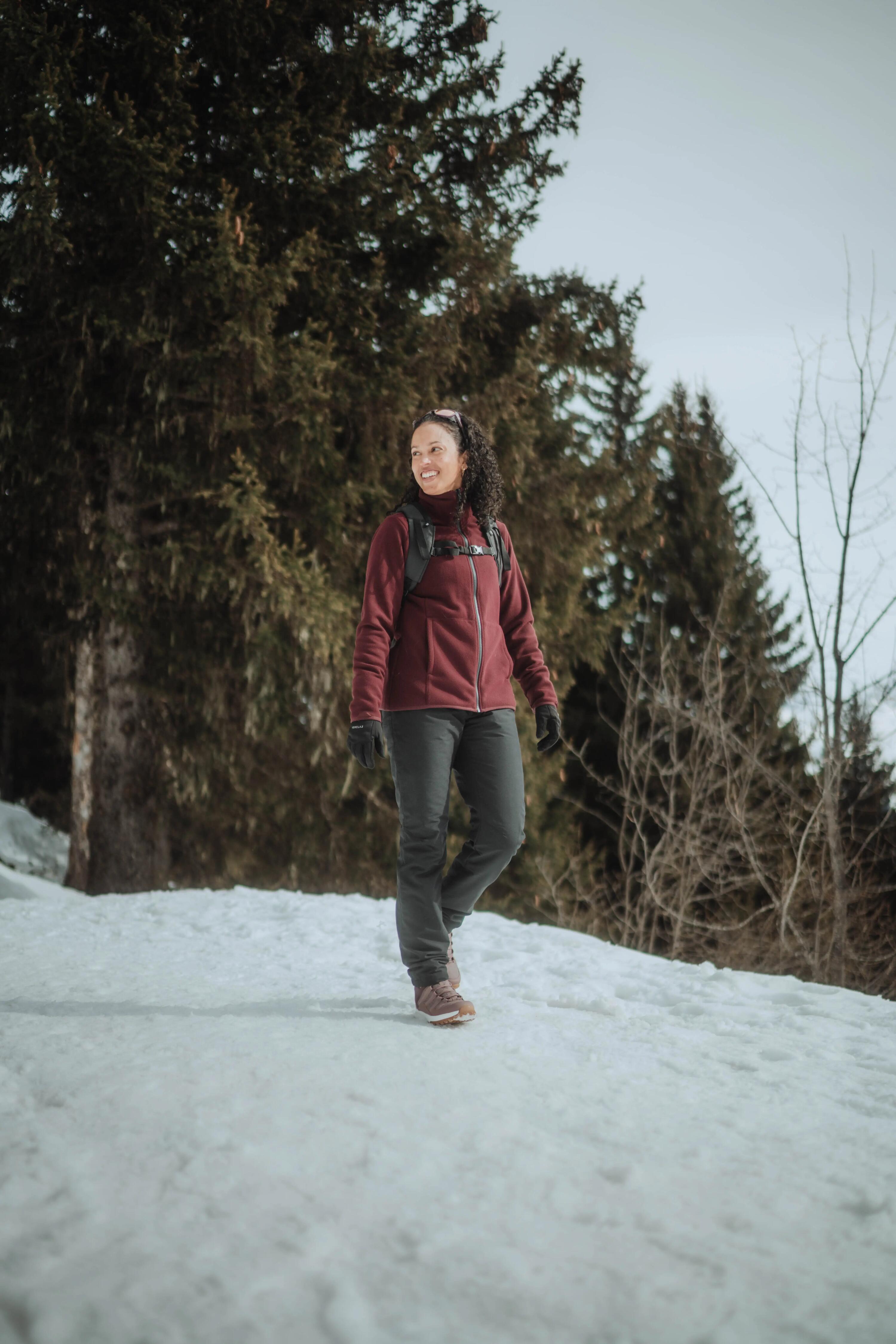 Chaqueta 3en1 de senderismo 0 °C mujer, NH100 3en1 granate 17/20