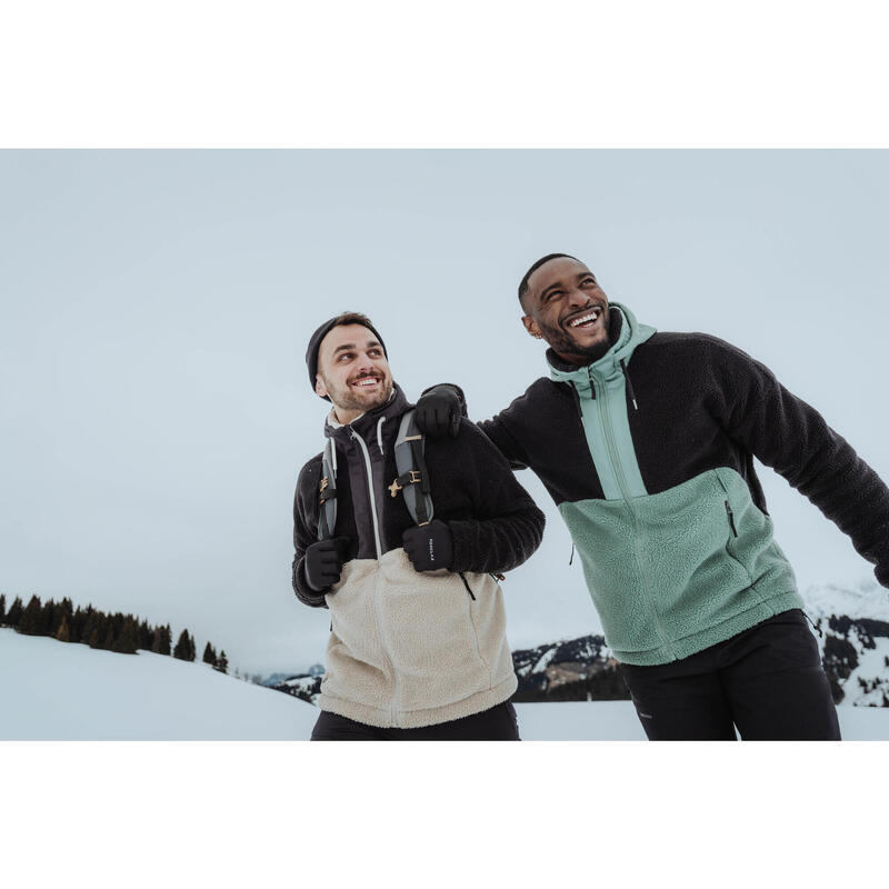 Veste polaire sherpa de randonnée chaude homme, SH900 vert