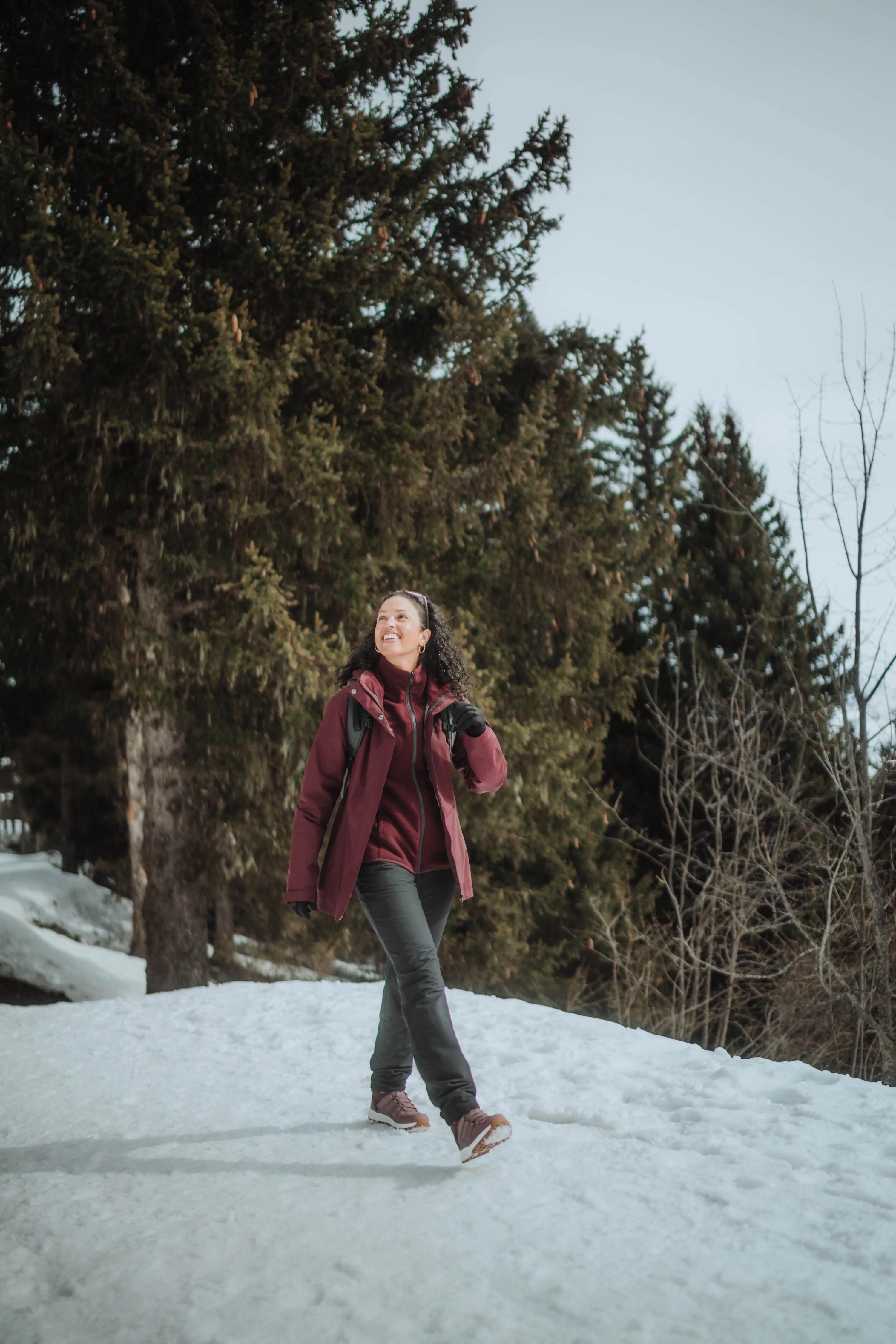 Chaqueta 3en1 de senderismo 0 °C mujer, NH100 3en1 granate 19/20