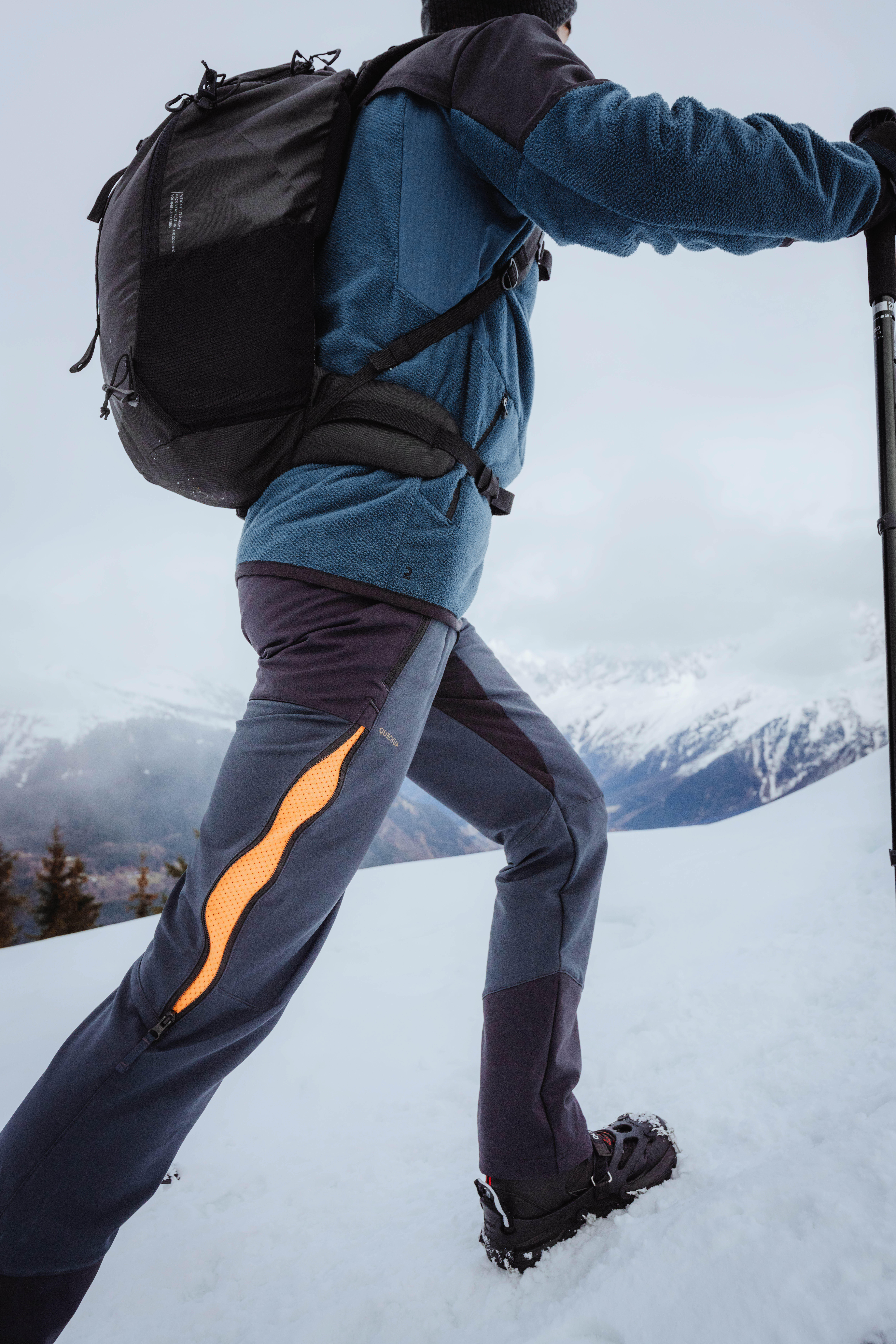 Men's warm and water-repellent hiking trousers, SH500 VENTIL - Grey