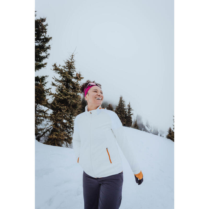 Polaire de randonnée chaude femme, MH500 Mountain blanc