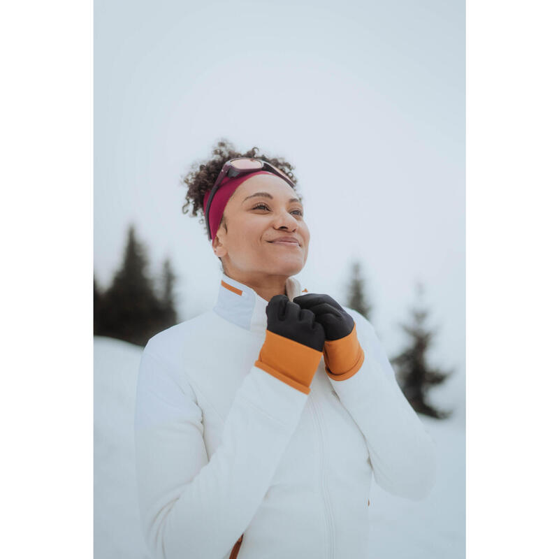 Polaire de randonnée chaude femme, MH500 Mountain blanc