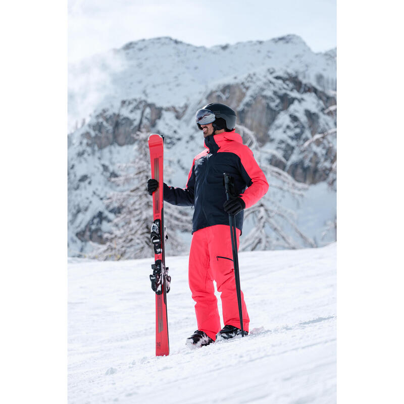 Veste de ski et snowboard chaude et imperméable homme, JKT 500 rouge et noir
