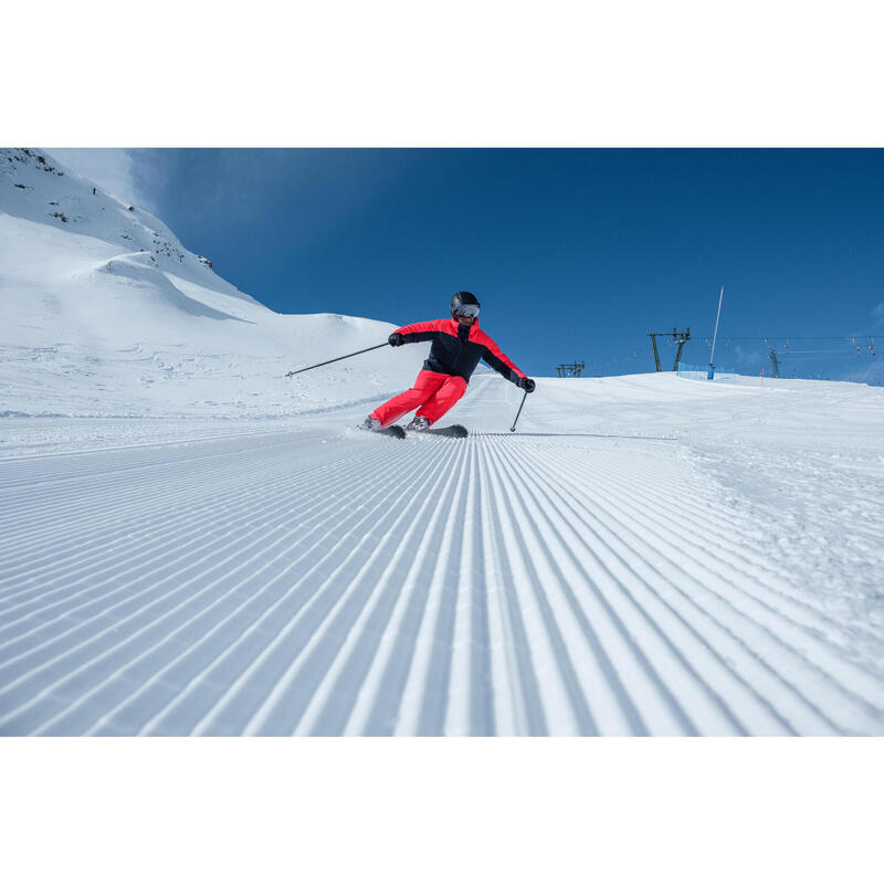 Veste de ski chaude et imperméable homme, 500 bleu marine et rouge