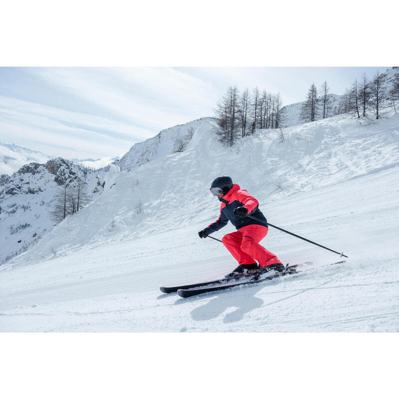 Veste de ski chaude et imperméable homme, 500 bleu marine et rouge