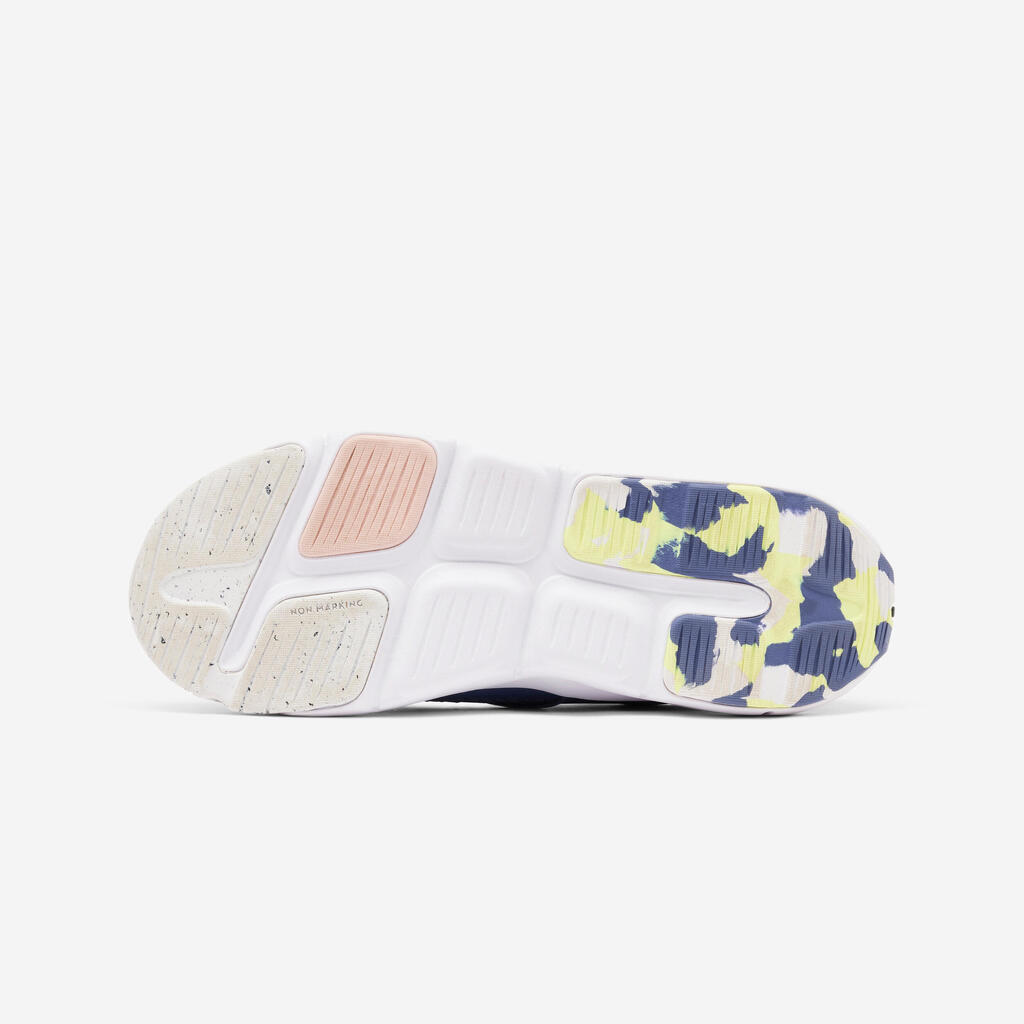 Kids' Lightweight Rip-Tab and Elasticated Laces Shoes Playful Fast - Black/Pink