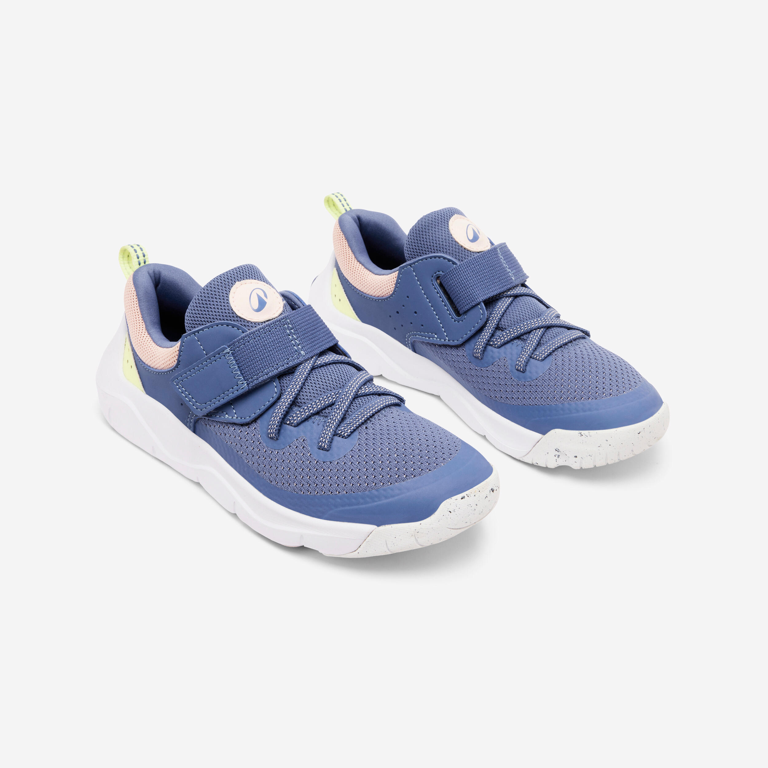 Kids' Lightweight Rip-Tab and Elasticated Laces Shoes Playful Fast - Blue/Pink 2/6