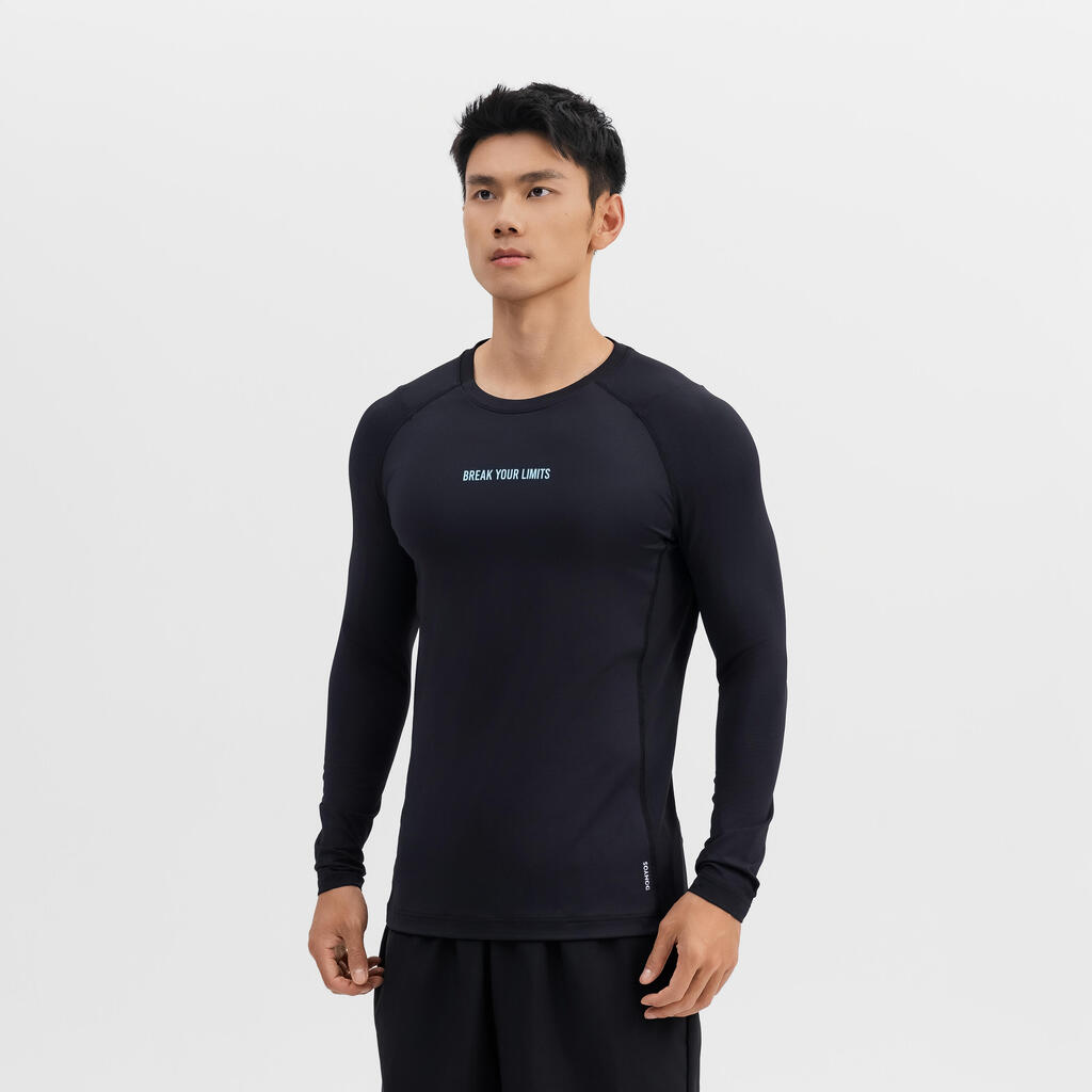 T-Shirt Manches Longues d'Entraînement pour Homme - Noir Fumé