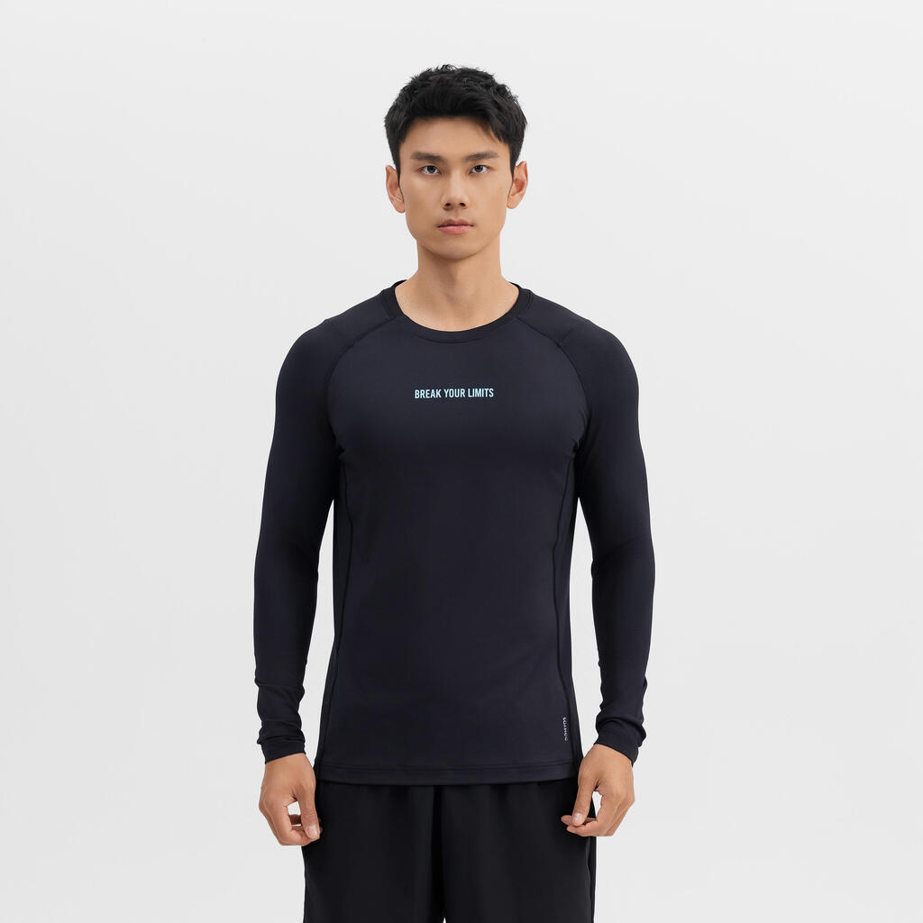 T-Shirt Manches Longues d'Entraînement pour Homme - Noir Fumé