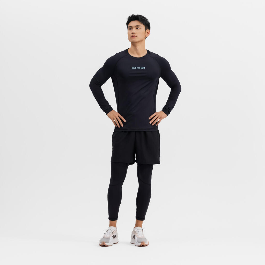 T-Shirt Manches Longues d'Entraînement pour Homme - Noir Fumé