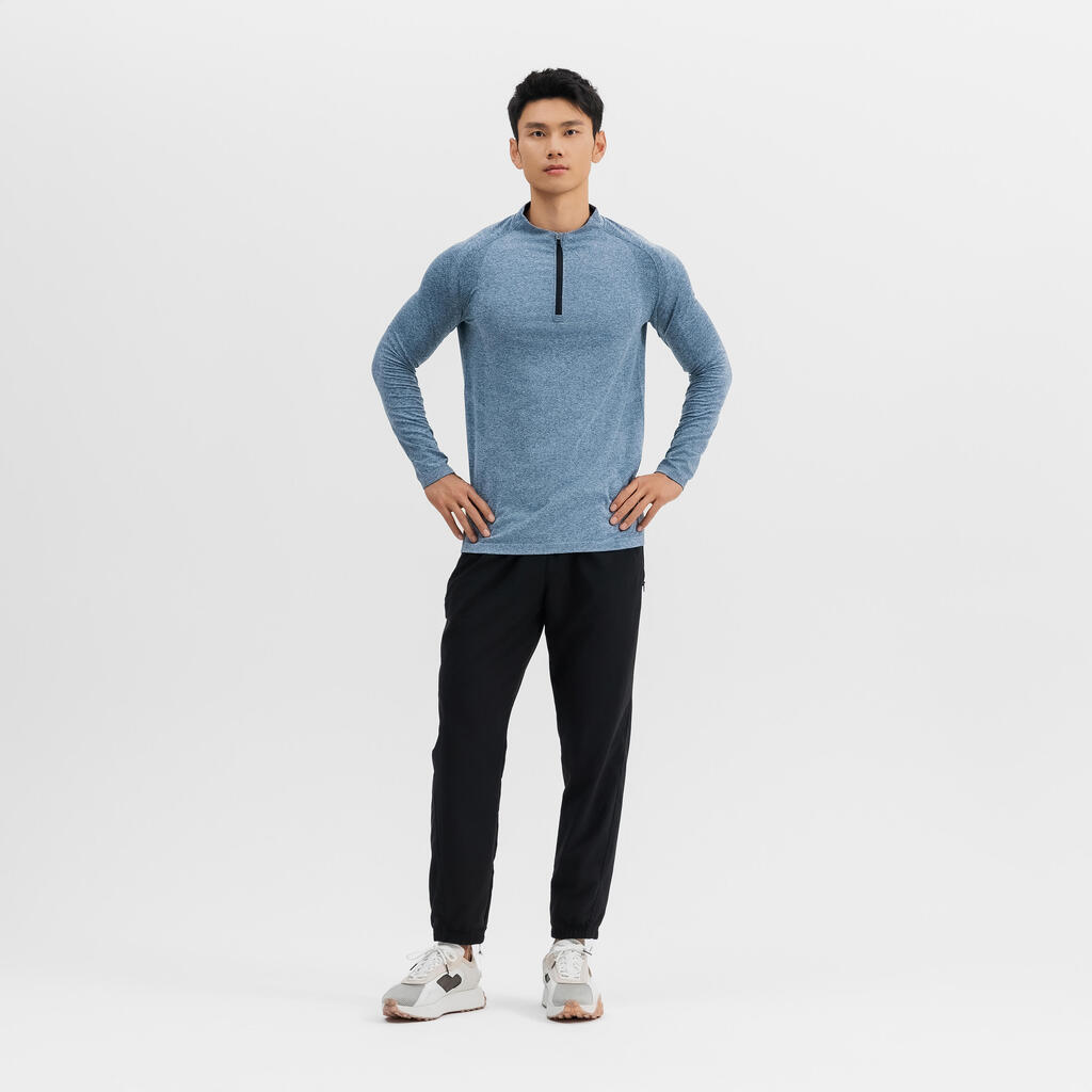 T-Shirt Manches Longues à Col Camionneur de Cardio pour Homme 900 - Bleu Pétrole