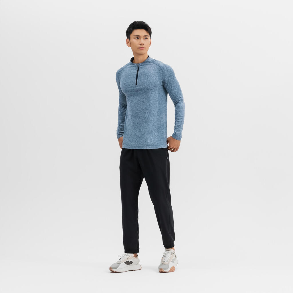 T-Shirt Manches Longues à Col Camionneur de Cardio pour Homme 900 - Bleu Pétrole