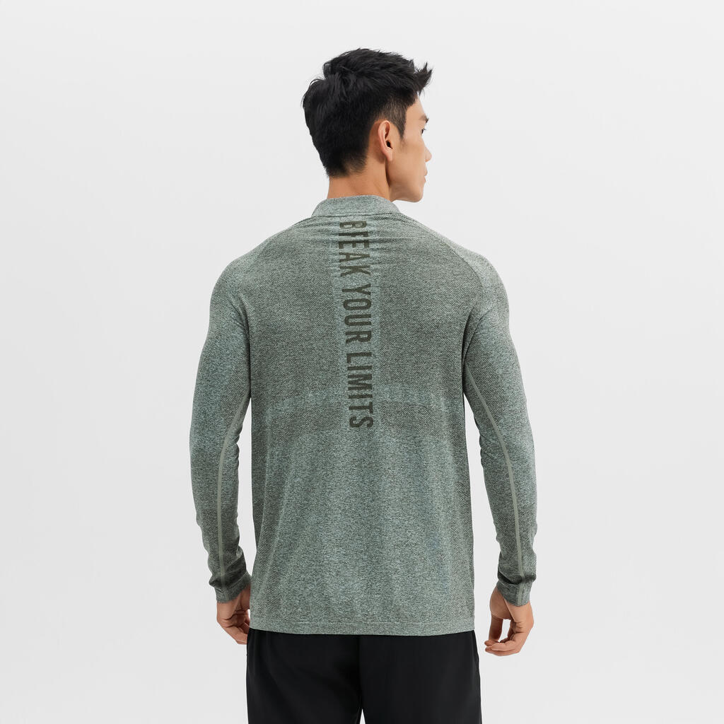 T-Shirt Manches Longues à Col Camionneur de Cardio pour Homme 900 - Bleu Pétrole