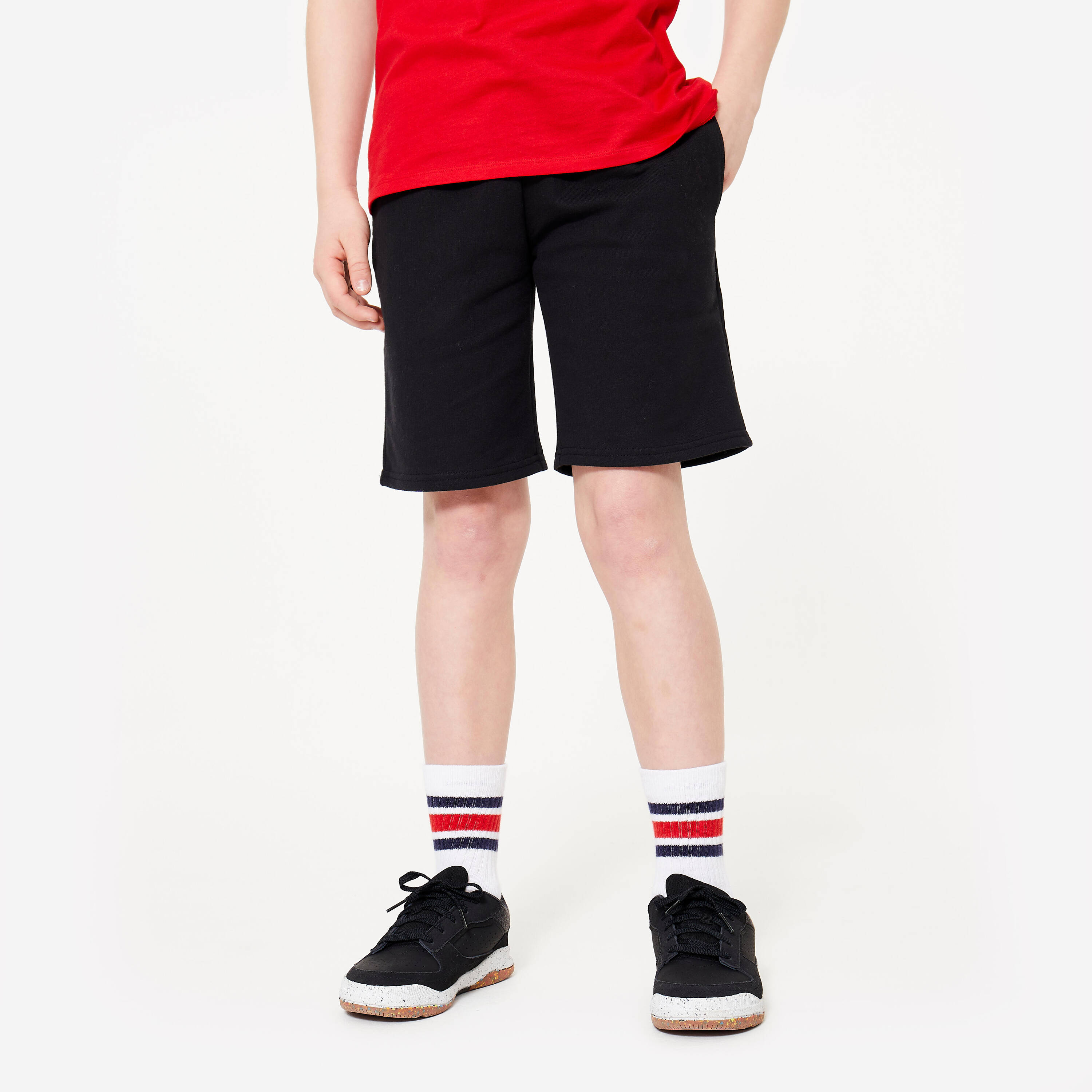Kid's Unisex Multisport Cotton Shorts 500 - Black -  1