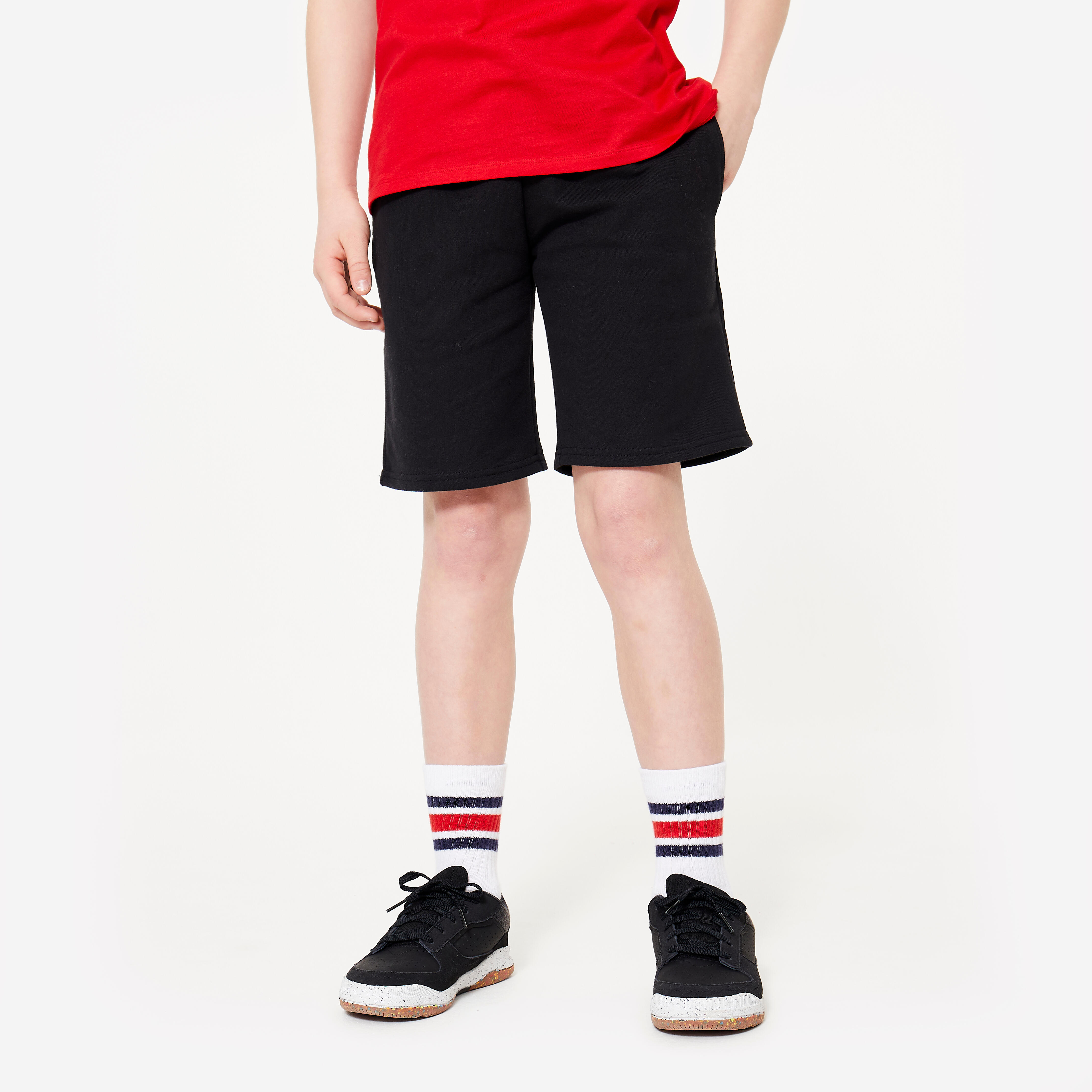 Pantalon scurt sport, din bumbac 500 Negru Copii