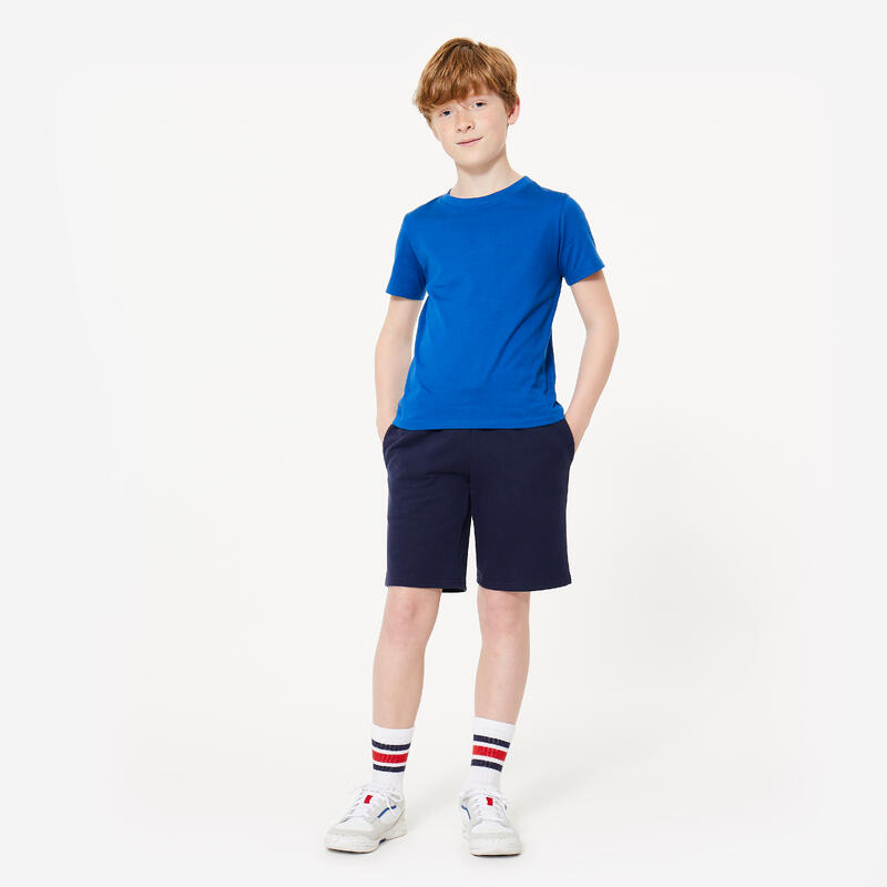 Pantaloncini bambino ginnastica 500 regular fit cotone blu