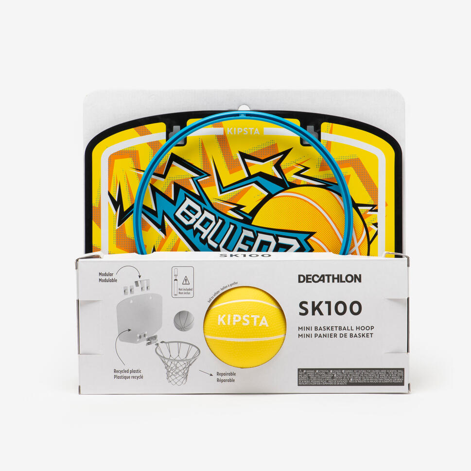Mini Basketball Hoop SK100 Yellow/Blue KIPSTA Decathlon