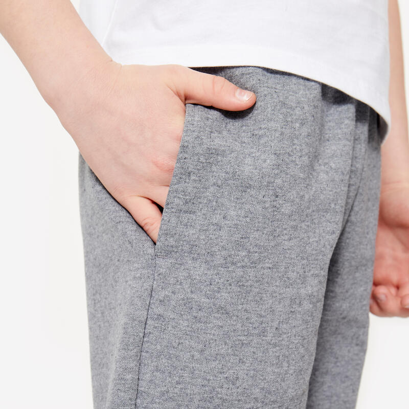 Pantaloncini bambino ginnastica 500 regular fit cotone grigio melange