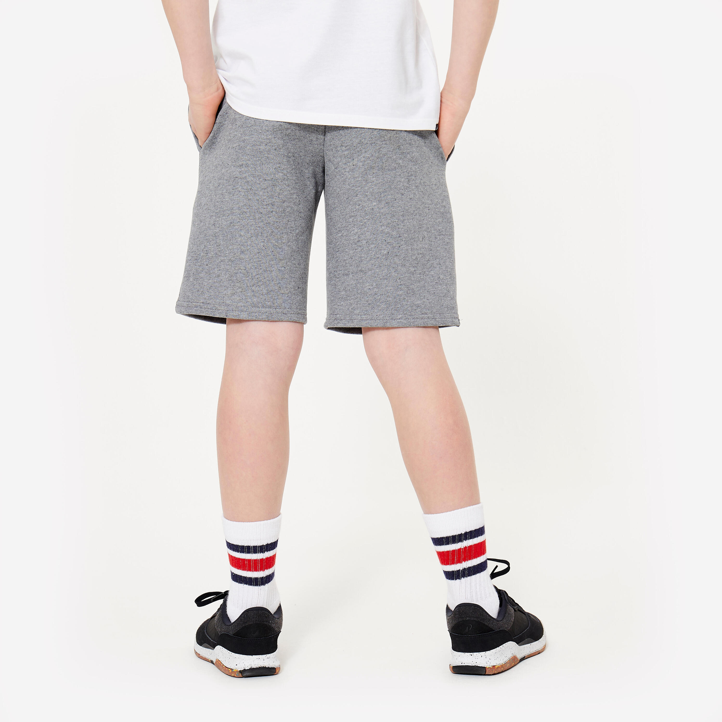 Short coton enfant mixte - gris chiné 4/8