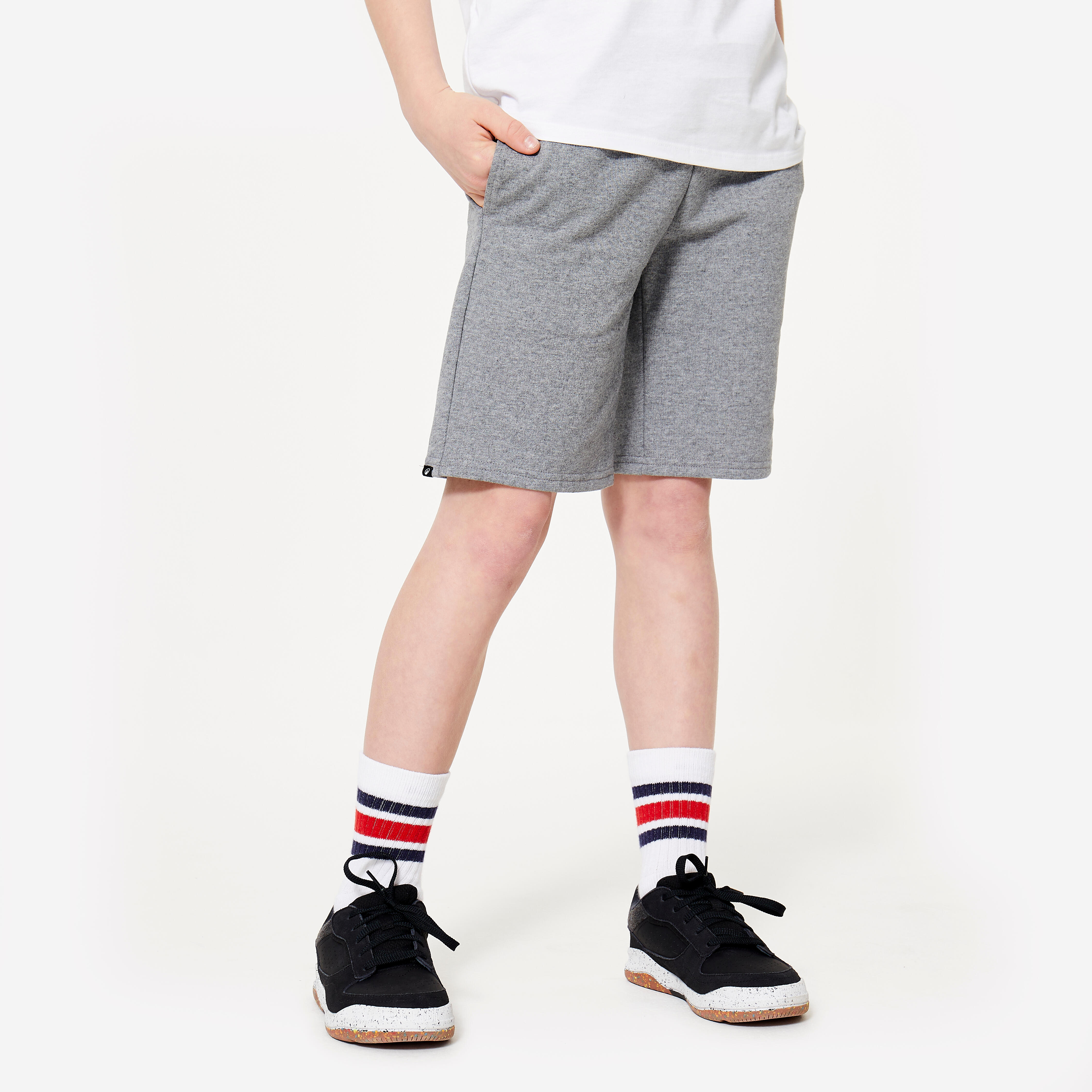 Kids' Cotton Shorts 500 - Mottled Grey