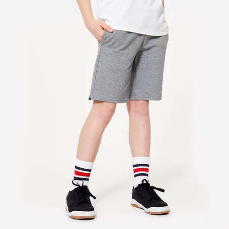 Short coton enfant mixte - gris chiné