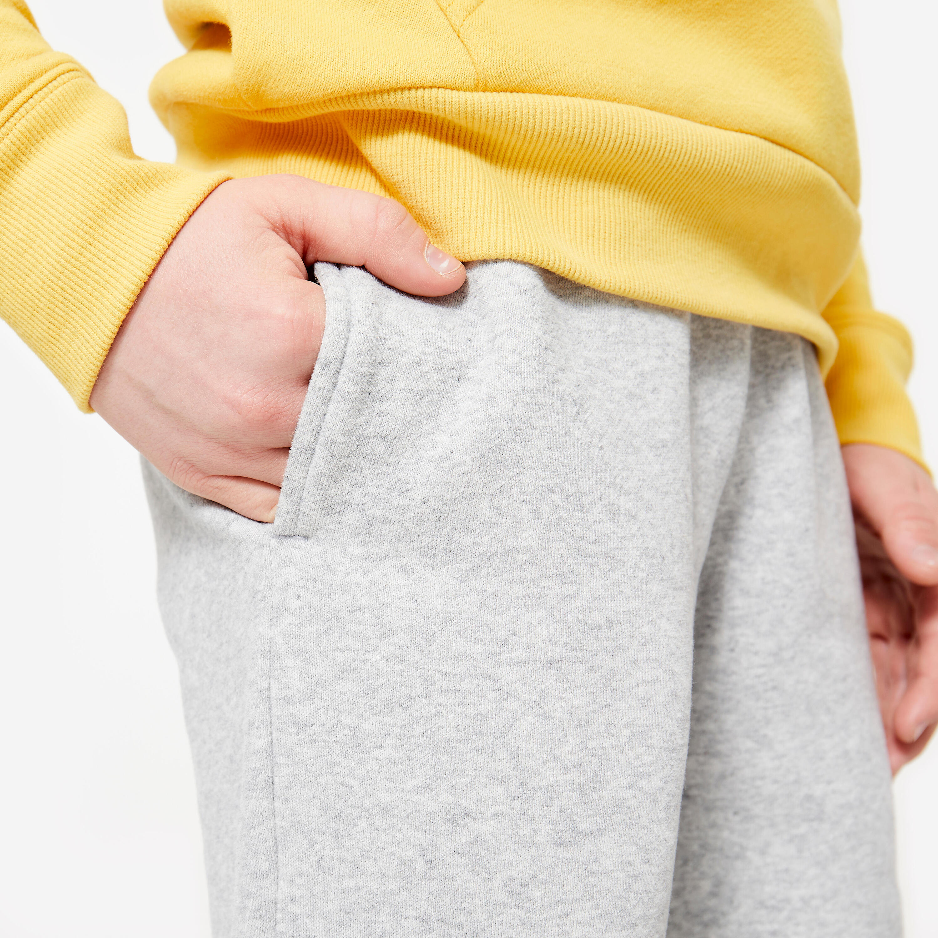 Pantaloni tuta bambino ginnastica regular fit felpati grigi 3/6