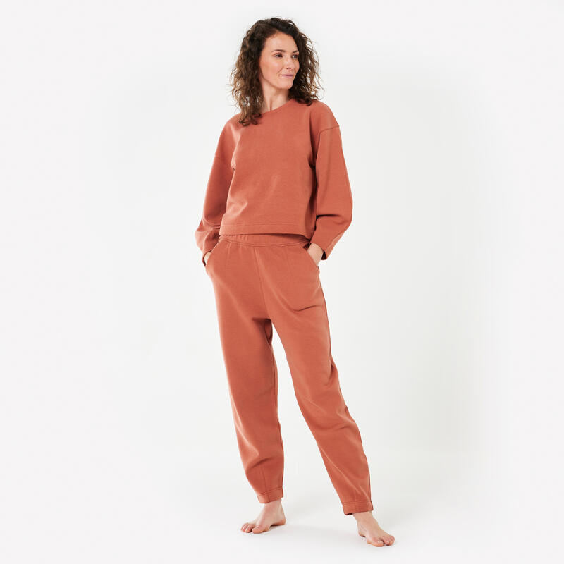 Pantalon yoga doux chaud terracotta