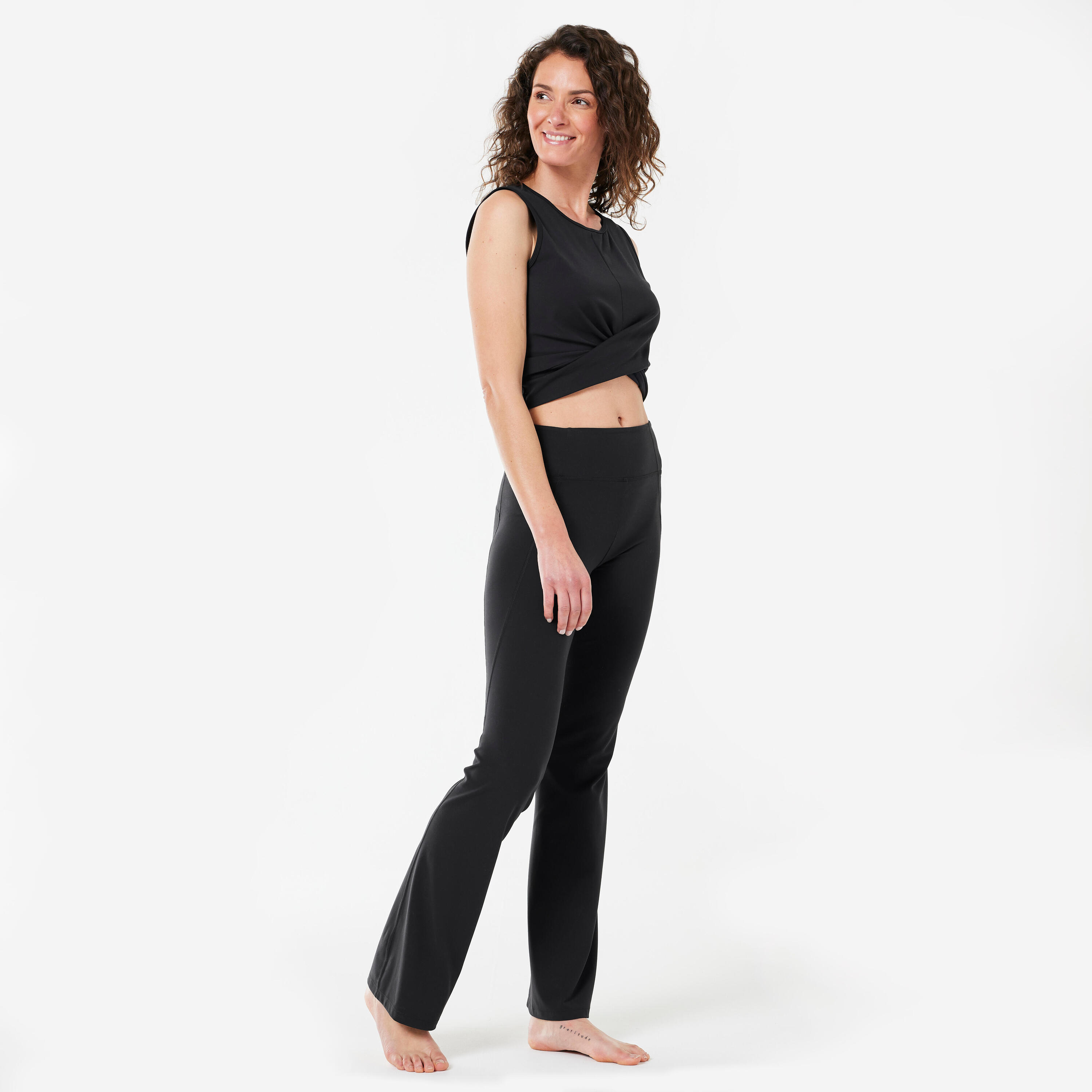 Leggings Damen Yoga Schlaghose Dyn - schwarz 2/5