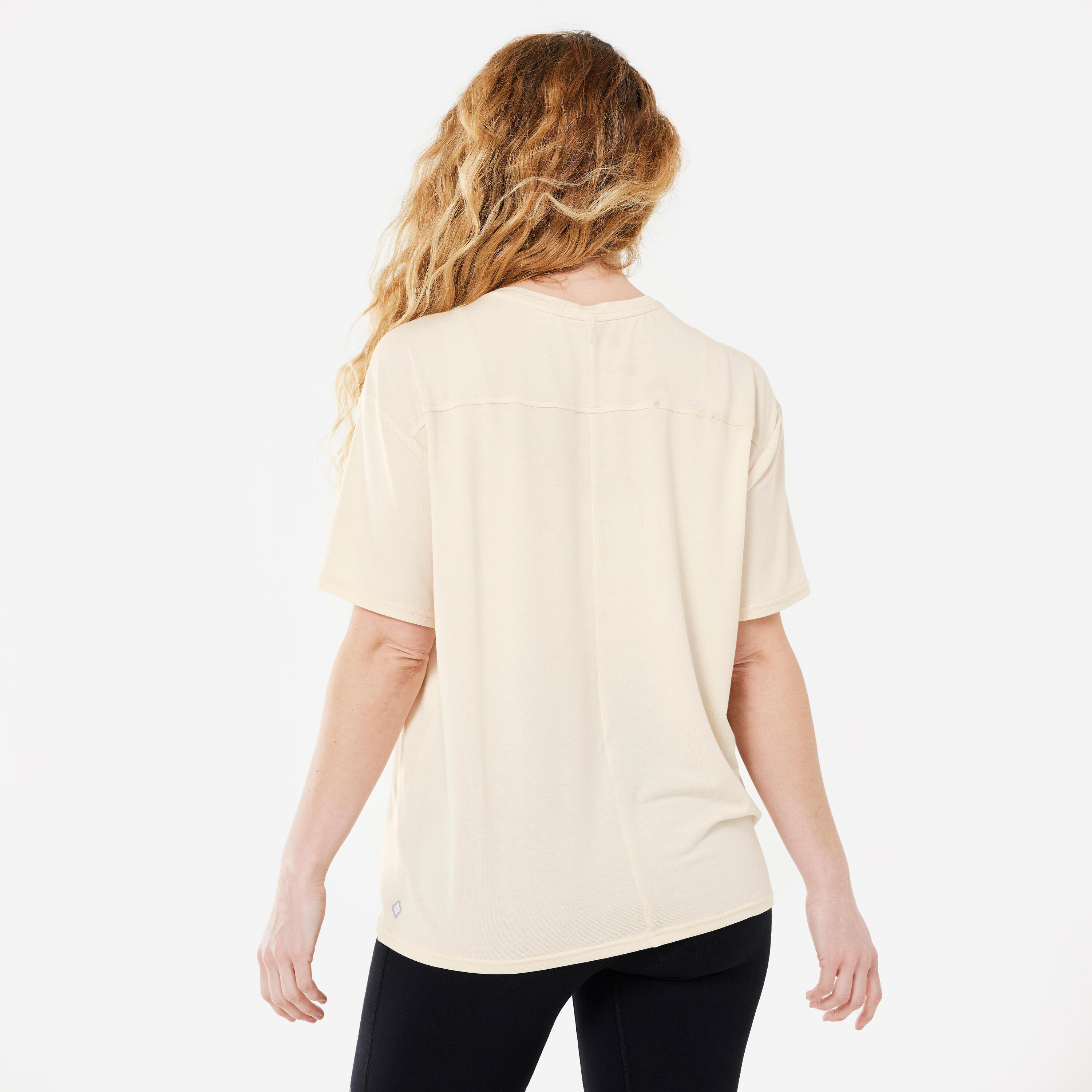 Zwangerschaps- en borstvoedings-T-shirt voor yoga beige 4/5