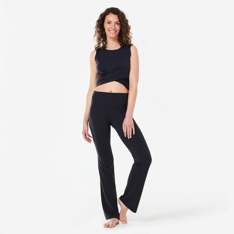 Yoga Crop Top Premium Damen - schwarz