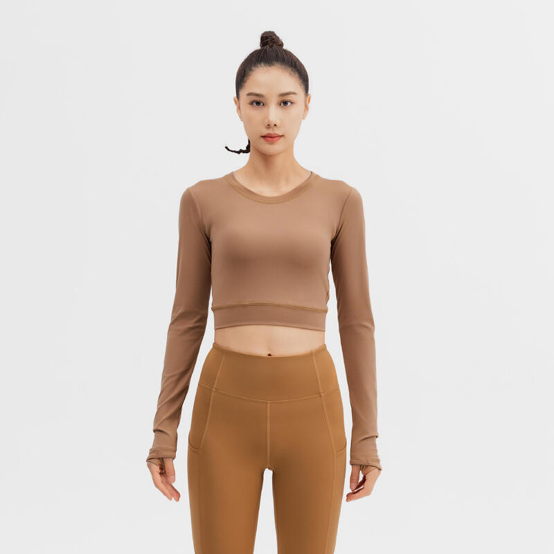 Crop top femme édition limitée, marron caramel