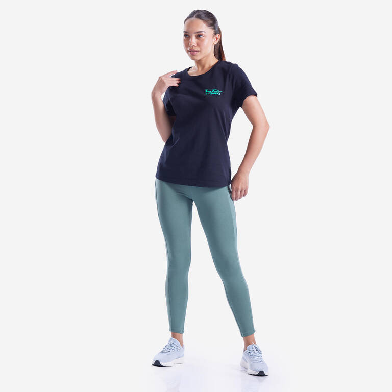 Women's Fitness T-Shirt 500 Essentials - Black Print