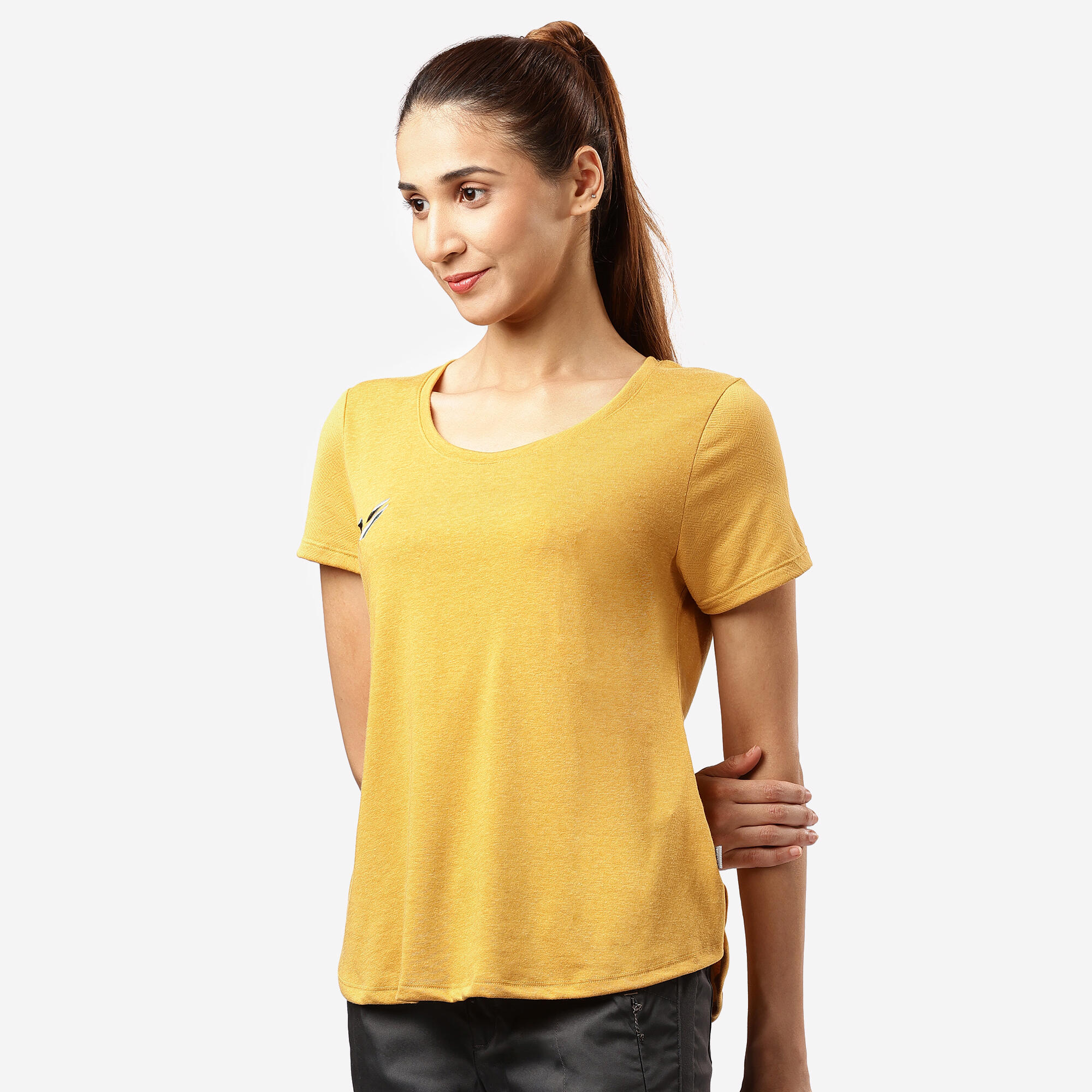 Women Hiking Breathable T-shirt - NH500 Yellow